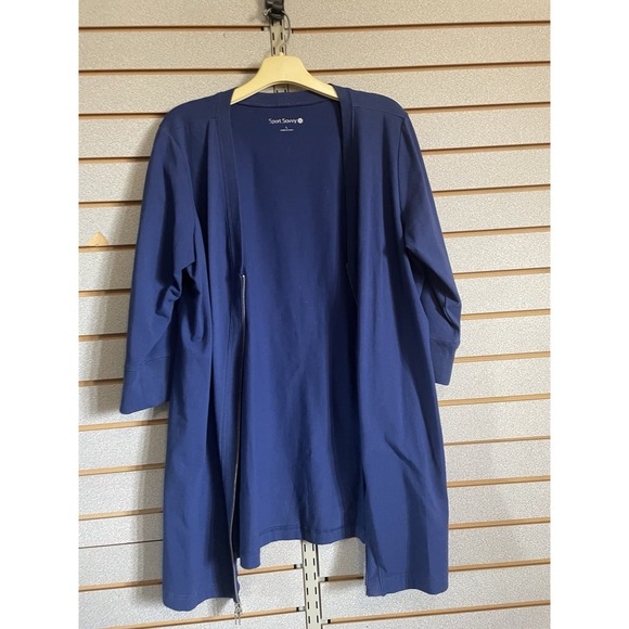 Savvy Tops - Sport Savvy Long Sleeve Zip Up Knit Jacket Blazer Long Shirt Blue L EUC